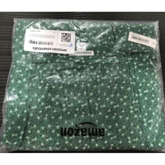 NWT Amazon Essentials Tiered Fit & Flare Midi Dress Green Vine Print Size XXL - Picture 2 of 2